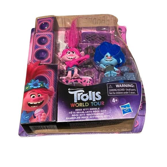 Trolls World Tour Rock City Bobble Head 2 Figurines  New - Picture 1 of 6